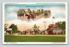 Postcard Spanish Fort New Mexico Old Pigeon Ranch Santa Fe Trail Covered Wagon picture