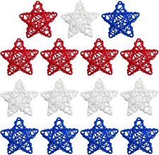 15 Pcs 4th of July Star Shaped Rattan Balls Decoration 2.36 In Red White and Blu picture