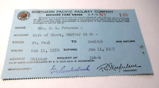 VINTAGE 1956 NORTHERN PACIFIC RAILWAY CO. RAILROAD REDUCED FARE ORDER ~ PETERSON picture