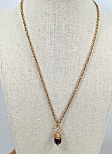 The Vatican Library Collection 18” Necklace Gold Pendant Faceted Bead Rhinestone picture