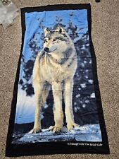 VINTAGE TERRISOL BRAND NEW Pool Beach Bath Towel Cotton GRAY WOLF  picture