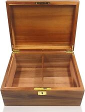 Wood Box Large Decorative Wooden Storage Box with Hinged Lid and Locking Key picture