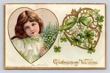 Old Embossed Postcard Valentine Little Curly Hair Girl Robbins Jericho VT 1908 picture
