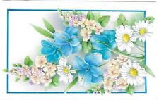 Greetings Chrome Postcard Czech Republic Embossed Flowers Blue Lilies Daisies picture