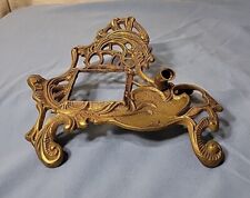 Antique Brass Desk Pen Holder Ink Well Stand  picture