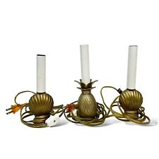 Vintage (Lot of 3) Brass Candle Lamps Pineapple Scallop Sea Shell WORKS picture