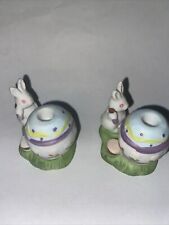 Set of 2 Mini Easter Candle Holders Bunny Rabbit Easter Egg Decorative 1 1/2