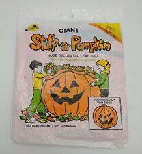 Vtg Stuff a Pumpkin Two Face Leaf Bag Yard Décor Halloween 140 Gallons 1990 NEW  picture