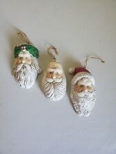 3D Santa Victorian Antique Porcelain Ornaments Set Of 3 picture