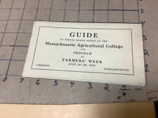 1921 GUIDE to Mass Agricultural College FARMERS WEEK w map Amherst Massachusetts picture