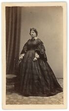 CIRCA 1880'S CDV Lovely Woman In Black Victorian Dress Fowler Auburn, NY picture