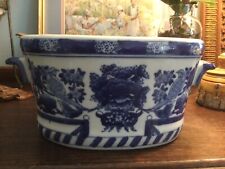 Stunning Rare Blue White Chinoiserie Cachepot Foot Bath Orchid Pot Planter picture