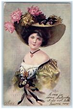 1906 The Summer Girl Big Hat Flowers Wilmington Delaware DE Antique Postcard picture