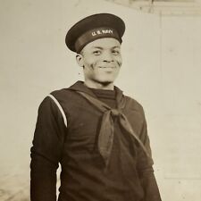 Vintage RPPC Postcard Photograph Black African American Man US Navy Sailor picture