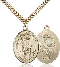 14K Gold Filled Guardian Angel Nat'l Guard Military Catholic Medal Necklace picture