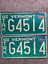 1976 Vermont Truck License Plates- set of two - G 4514 - Nice picture