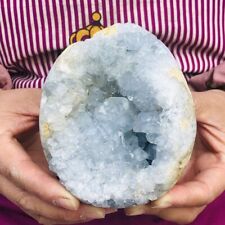 1240G Natural Beautiful Blue Celestite Crystal Geode Cave Mineral Specimen 146 picture