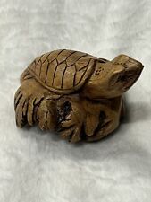 VINTAGE Burl Root Hand Carved Wood Turtle Sculpture Art Excellent Condition  picture