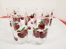 Vintage IDI Anchor Hocking Red Plaid Apple Design Drinking Glasses Lot Of 5 picture