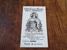 Vintage Admission Ticket John Knox's House Edinburgh Pre-Reformation Bx1-3 picture