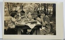 RPPC Edwardian Picnic in the Garden Pennsylvania Estate 1920s Postcard K3 picture