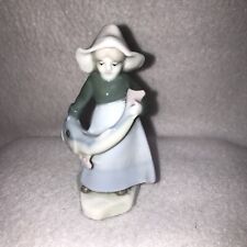 RARE Antique Metzler & Ortloff  Porcelain Girl w Fish Figurine Germany 1890-1945 picture