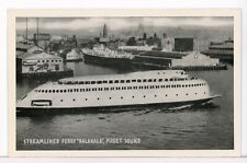 Streamlined Ferry MV KALAKALA Sails Along Seattle Waterfront 1930s WA Postcard picture