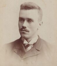 Handsome Man Mustache Cortland NY Antique Cabinet Photo by Selover & Schutt  picture