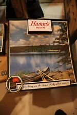 Vintage Large Hamm's Beer Sign Canoe on Shore picture