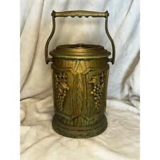 Vintage Faux Wood Avocado Green Fiberglass Owens Corning Ice Bucket Grapes picture