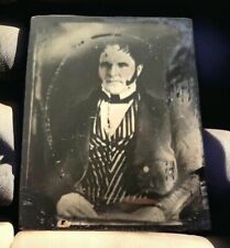 Rare Ambrotype TinType Civil War Era Man Stripped Suit Photo in Glass 1800s picture