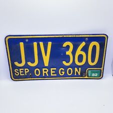 Vintage 1964-1973 1982 Oregon License Plate JJV 360 - Single Plate Blue & Yellow picture