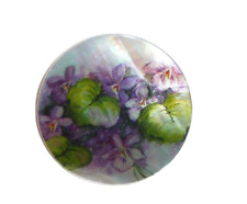 Wonderful Purple Violet Flowers Button - Mother of Pearl MOP Shank Button 1+3/8