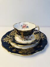 Hammersley & Co. Bone China Cobalt Blue and Gold Teacup Saucer Plate England picture