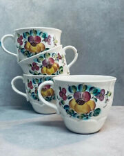Set of 4 Vintage 12 Ounce Floral Ceramic Mugs picture