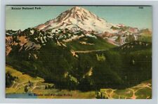 Mt. Rainier Nat'l Park, Mt. Rainier & Paradise Valley, Vintage Postcard picture