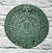7” Vintage Zarebski Mayan Calendar Sun Malachite Round Green Wall Stone Plaque picture