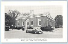 Whitman Massachusetts MA Postcard Post Office Building Classic Car 1940 Vintage picture