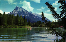 Mt Rundle above Bow River Canadian Rockies Unused Postcard 1970s picture