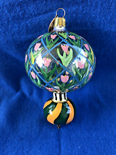Rare Vtg Beautiful Mackenzie-Childs Glass hand blown Teardrop Tulip Ornament picture