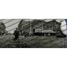 1906 San Diego Downtown Panoramic Photo Negative, Trolley, Man Bicycle OOAK picture