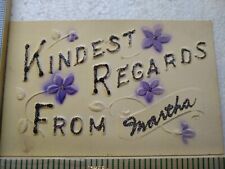 Postcard Embossed Flower & Text Print Greeting Card Kindest Regards picture