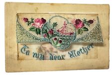 Antique WWI French Silk Embroidered Postcard To my dear Mother from France picture