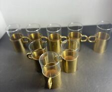 Beucler Copper and Brass Irish Coffee/Russian Tea Glasses Vintage 8CUPS MCM picture