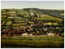 England. Torrington. Taddiport from Castle Hill.  Vintage Photochrome by P.Z,  picture