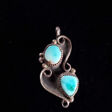 Vintage Native American Navajo turquoise pendant marked J F sterling silver 1.5