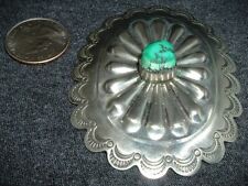 ANTIQUE COIN SILVER BELT CONCHO, WITH TURQUOISE, HUGE SALE IS FOR ONE picture