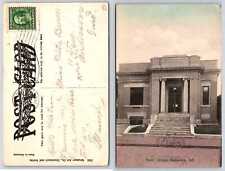 Alexandria Indiana CARNEGIE LIBRARY Hand Tinted Postcard k13 picture