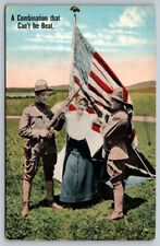 1925  Patriotic  US Army Soldiers  American Flag   Postcard picture