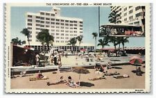Postcard FL Kenilworth Hotel Motel Inn People Sunbathing View Miami Florida  picture